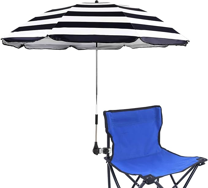 Beach Chair Umbrella with Universal Clamp,360° Adjustable Sunshade Umbrella,Clip on Parasols for Patio,Wheelchairs,Golf Carts