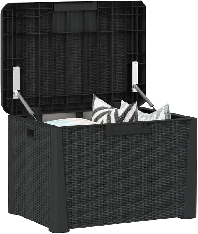 Anthracite Polypropylene Garden Storage Box with 125-Liter Capacity for Outdoor Organization and Weather Protection