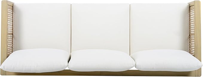 Christopher Knight Home Teras 8-Seater Patio Furniture Set with Removable Cushion, 5 Piece Outdoor Acacia Wood Conversation Set, Sold Wood Outdoor Sectional Sofa Set with Coffee Table,Light Teak+Cream