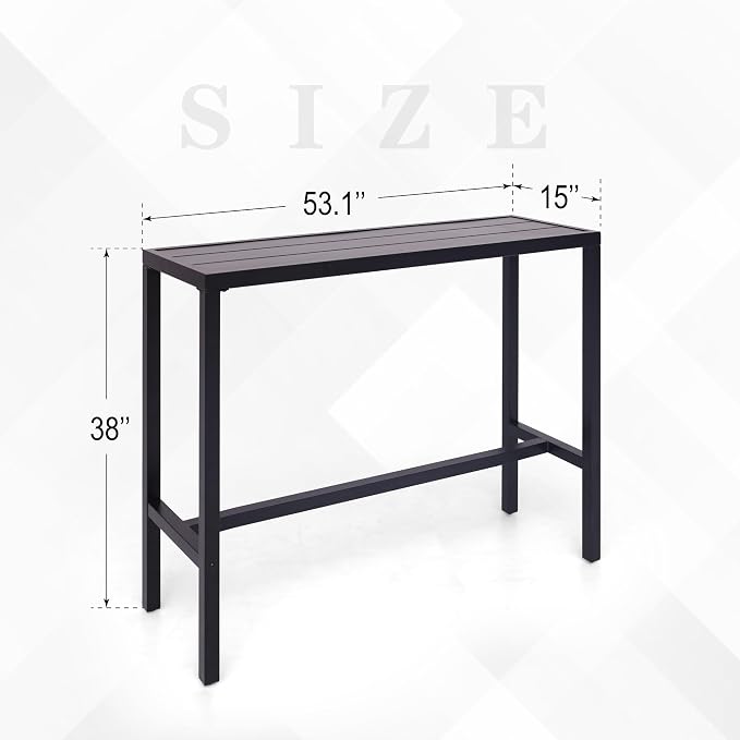 Anmutig Patio Outdoor Bar Table 53 inch Height Bistro Table High Top Bar Metal Table with Waterproof Top for Hot Tub Home Kitchen Cafe