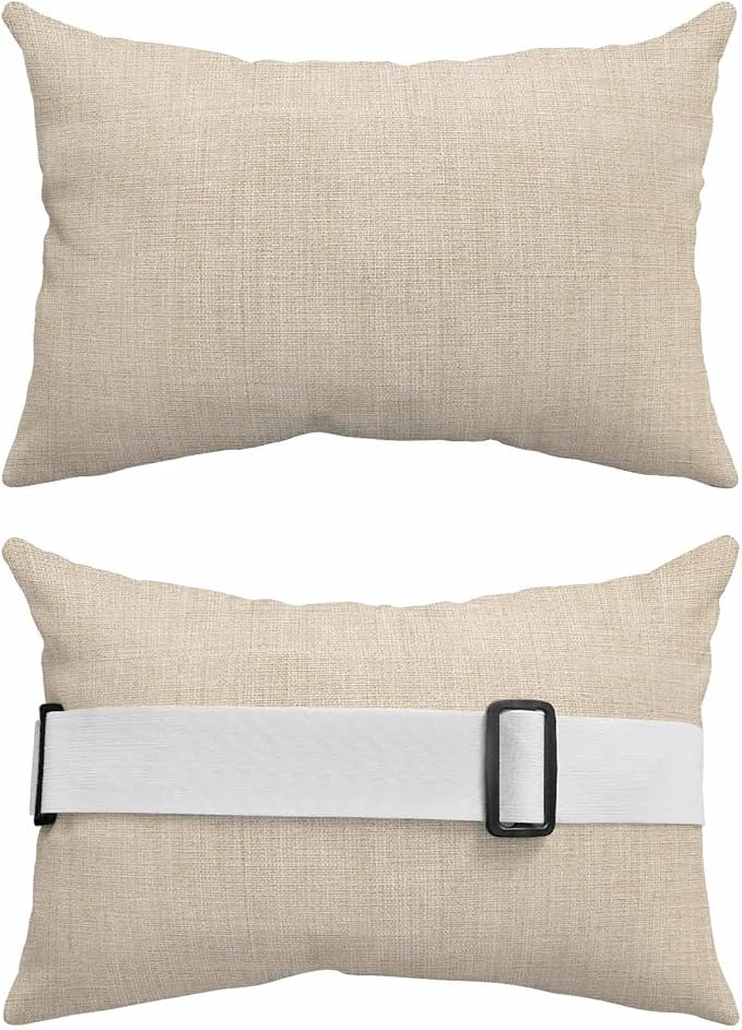 Cream Outdoor Lumbar Pillows 11x16 Set of 2, Farmhouse Burlap Solid Beige Color Modern Linen Texture Waterproof Throw Pillow Covers with Insert, Decorative Pillowcase Cushion for Couch Sofa Bed