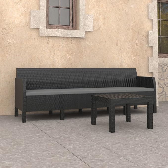 Backyard Furniture Patio Conversation Sets Outdoor Seating 2 Piece Patio Lounge Set with Cushions PP Rattan Anthracite Suitable for Swimming Pool, Courtyard, Garden