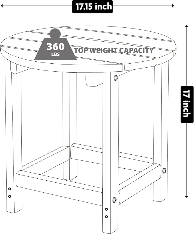LZRS Adirondack Patio Side Table End Table, Outdoor Coffee Tables for Patio, Backyard,Pool, Indoor Companion, Easy Maintenance & Weather Resistant(Turquoise)