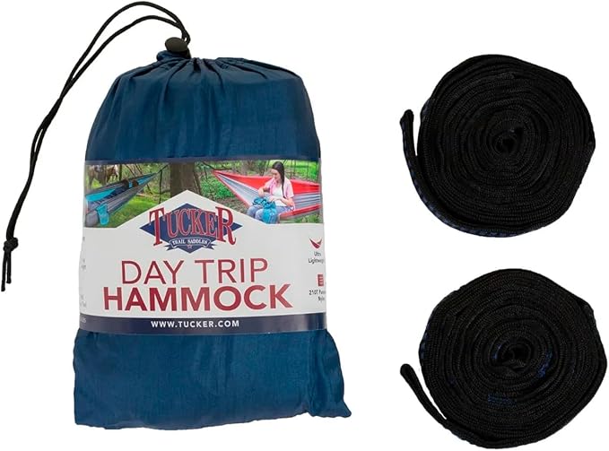 Circle Y Tucker Day Trip Portable Compact Durable Lightweight 10T Parachute Nylon Outdoor Camping Hammock with Steel Carabiners, Tree-Safe Straps, 250Lbs Weight Limit & Built-in Drawstring Pouch