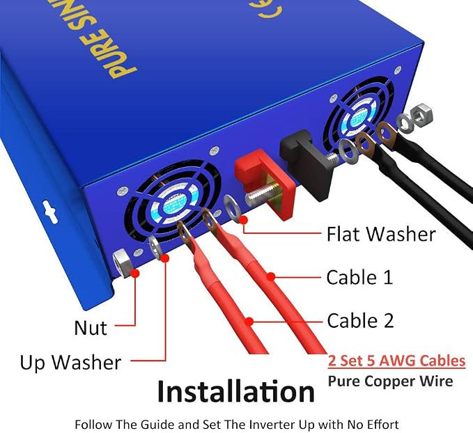 3000 watt Inverter 48 Volt Pure Sine Wave Inverter 48V DC to AC 120V 110V Surge 6000W, Power Inverter for Truck car RV Home Solar. (3000W 48V)