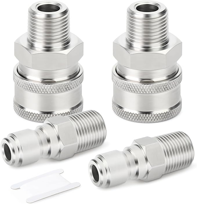 TAISHER 2PCS 304 Stainless Steel 3/8" Female NPT High Pressure Washer Quick Connect Coupler for Pressure Washing Gun Hose Accessories