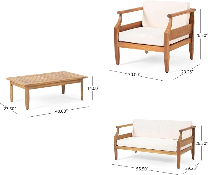 Patio Furniture Set of 4, Outdoor Sectional Furniture with Coffee Table, All-Weather Patio Conversation Set for Backyard, Garden and Poolside, Beige(Series E)