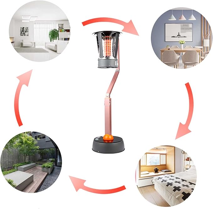 Outdoor Portable Patio Heater,6kW Garden Gas Heater,Height Adjustable,360° Heating,for Indoor,Weddings,Parties,Commercial Use.