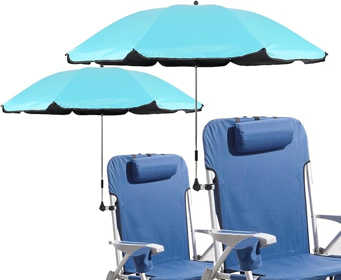 Beach Chair Umbrella with Universal Clamp,360° Adjustable Sunshade Umbrella,Clip on Parasols for Patio,Wheelchairs,Golf Carts