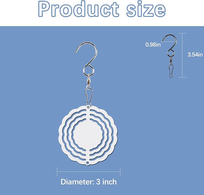 Sublimation Wind Spinner Blanks Bulk Aluminum Metal Blanks Product Outdoor Garden Decoration for Heat Press Transfer DIY Gift (20, 3 INCH)
