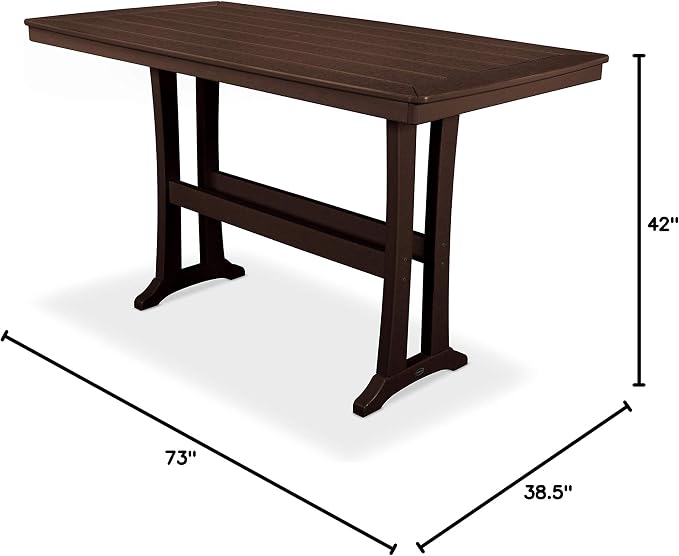 POLYWOOD® Nautical Trestle 38" x 73" Bar Table in Mahogany
