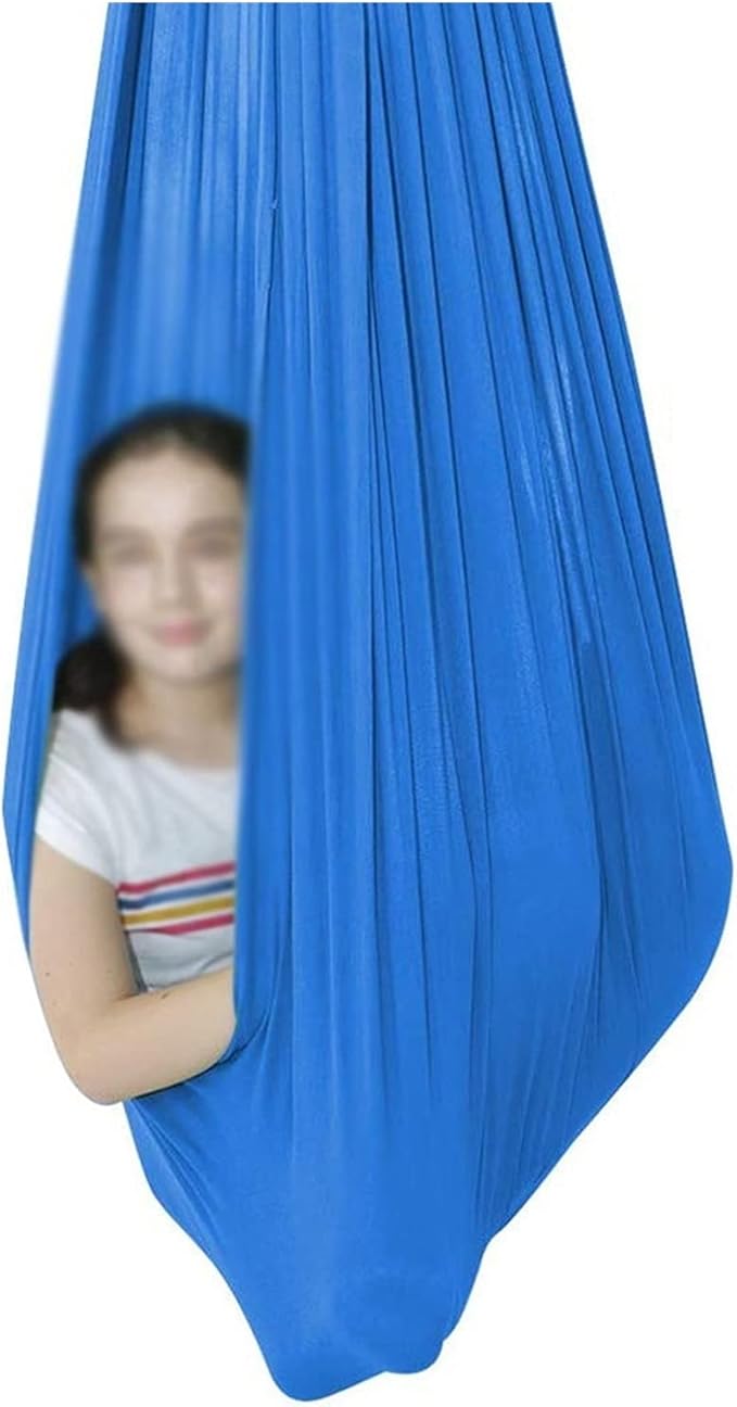 Indoor Therapy Swing for Kids, (Hardware Included) Snuggle Cuddle Hammock for Children with Autism, ADHD, Aspergers, Sensory Integration (Color : Blue, Size : 100x280cm/39x110in)