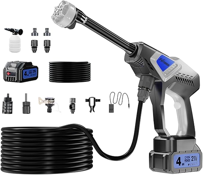 Portable Handheld Cleaning Tool, Lightweight Compact Spray Tool with 6-in-1 Nozzle for Car Patio Window Garden Outdoor Use and Daily Home Maintenance, Black