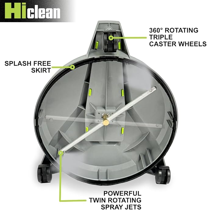 Hiclean 12" Electric Pressure Washer Surface Cleaner with Wheels 3200 PSI Max, Surface Cleaner for Power Washer Attachment for Concrete, Patio, Sidewalk, and Driveways