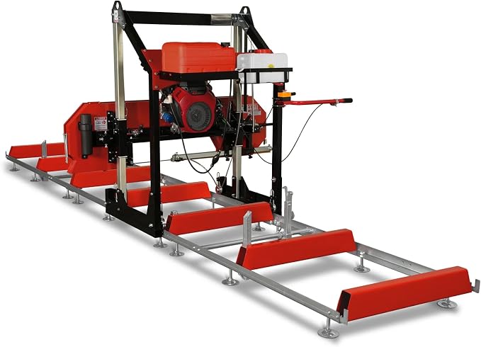 MechMaxx 36" MAX Portable Sawmill, 25HP 688cc HONDA GX690 V-Twin Engine, 35" Board Width, 20' Track Length, (10 x Blades Included),Model SM36HMAX