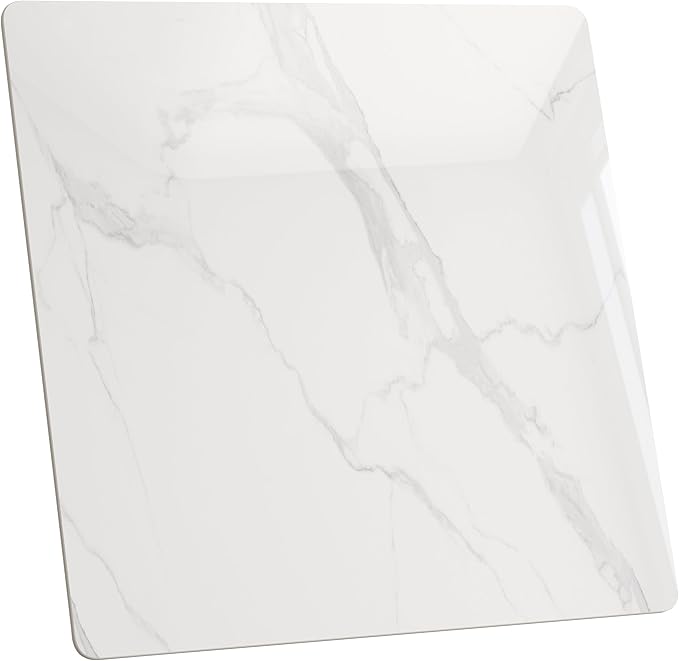 Square Table Top, 35.4” White Sintered Stone Tabletop, DIY Replacement & Cover Marble Desktop, Scratch & Wear Resistant, Suitable for Indoor & Outdoor