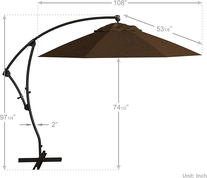 California Umbrella 9-Foot Offset Cantilever Patio Umbrella Infinite Tilt