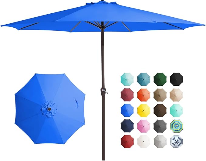 JEAREY 12' Patio Umbrellas Outdoor Market Umbrella w/Crank, Table Umbrella 8 Sturdy Ribs, UV Protection Windproof for Garden, Deck, Backyard, Pool(Royal Blue)