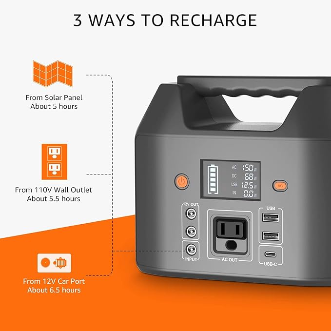EnginStar Power Bank with AC Outlet 150W 110V Laptop Power Bank, 155Wh/ 42000mAh Battery Bank, Lithium Ion Power Supply for Emergency Camping