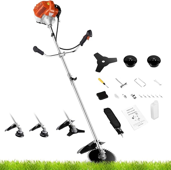58CC 2-Cycle Gas Powered Weed Wacker, 4 in 1 String Trimmer Brush Cutter, Gas Brush Cutter Weed Wacker Straight Shaft Gas Grass Trimmer for Lawn and Garden Care Trimming