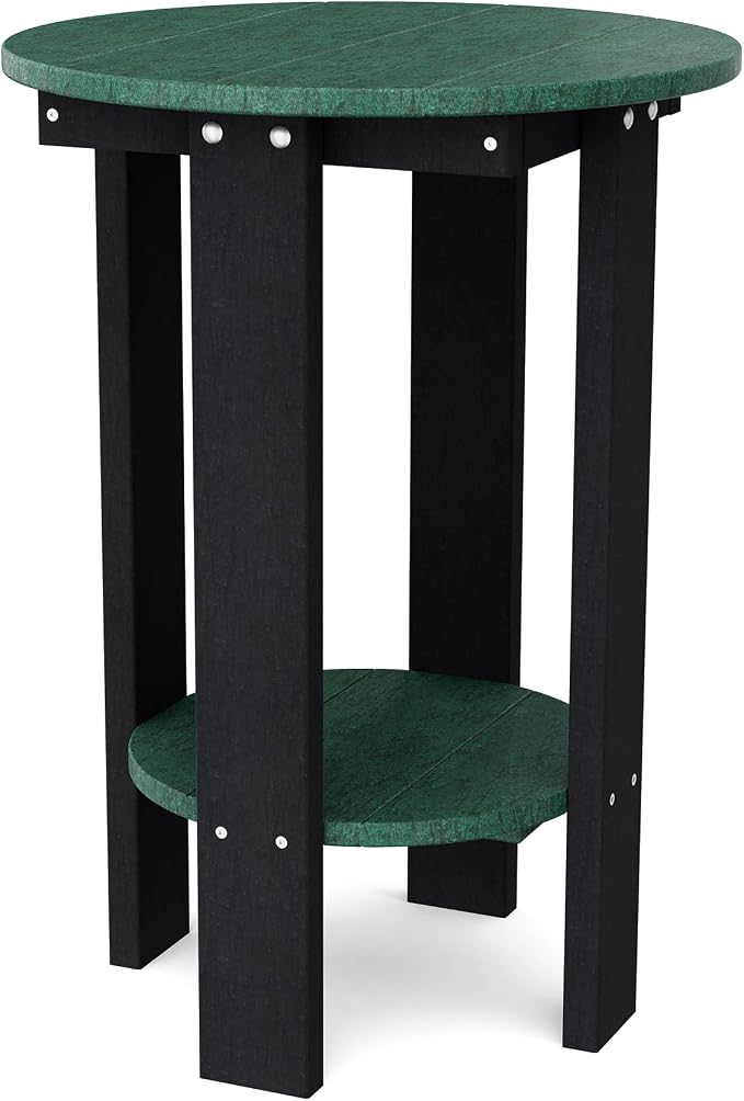 Wildridge Heritage Balcony Table, Turf Green and Black - Outdoor Weather Resistant Recycled Plastic Furniture for Patio