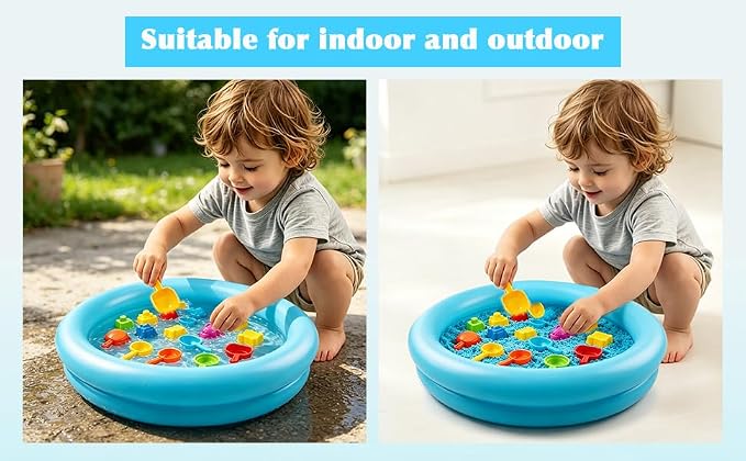 Inflatable Paddling Pool, 23.6 * 19.6 inch Inflatable Swimming Pool, Family Pools, 2 Ring Inflatable- Paddling Pool Water Toys for Indoor Outdoor Pool(Blue)(Blue)