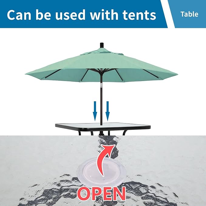 Outdoor Patio Table with Umbrella Hole, 32 inches Tempered Glass Top Square Patio Table,Conversation Coffee Table Metal Steel Frame All-Weather Furniture for Balcony, Backyard and Poolside