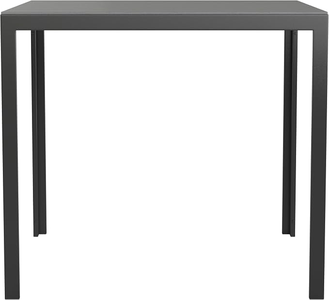 Flash Furniture Harris Commercial Indoor/Outdoor Patio Table - Black Poly Resin Slatted Top - Black Steel Frame - Seating for 4