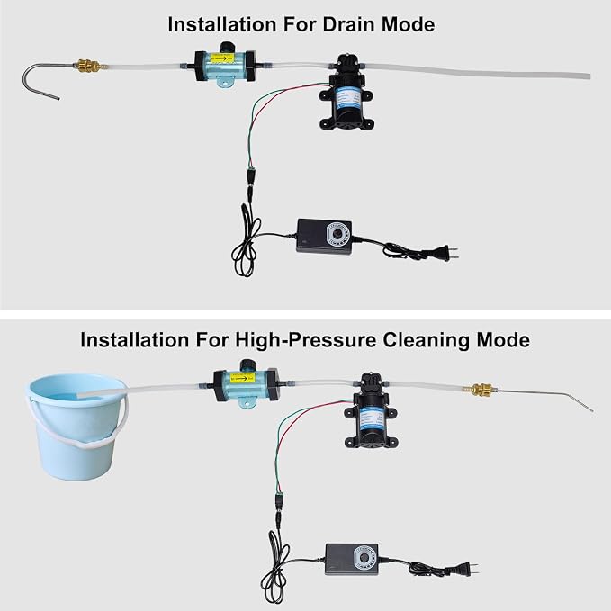 AC Blower Wheel Cleaner,No-Dismantle Cleaning Tool,HVAC Cleaning Kit,Drainage Nozzle and High-Pressure Washer,RV AC Blower Wheel Cleaning Tool