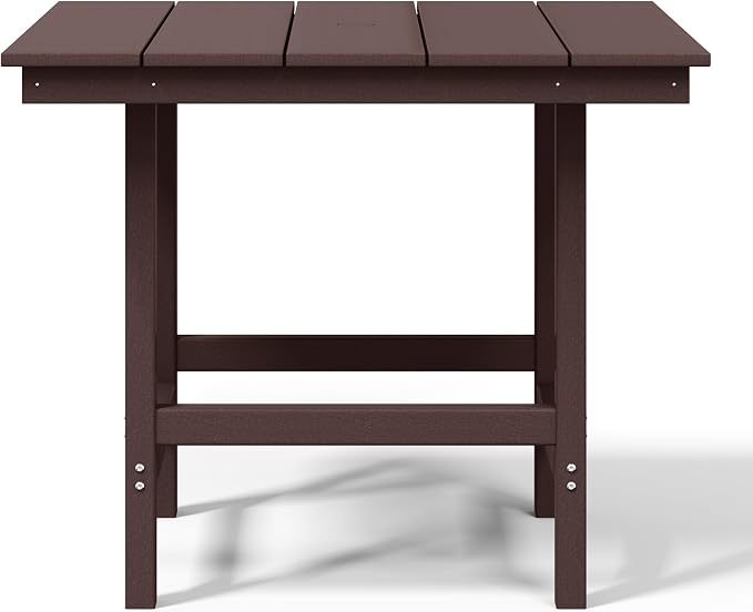 WestinTrends Ashore Outdoor HDPE 36" Square Patio Dining Table with Umbrella Hole, Dark Brown