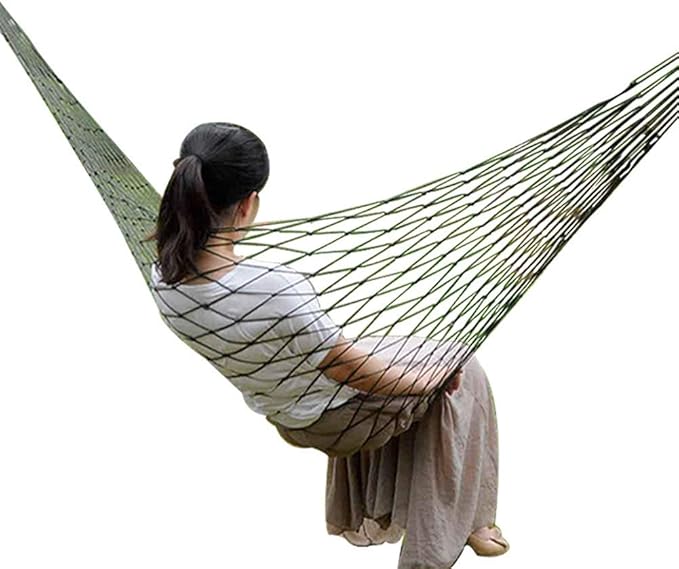Hammock, Comfortable Nylon Mesh Rope Lightweight Portable Camping Hammock for Outdoor Relaxation Beach Backyard Park Camping