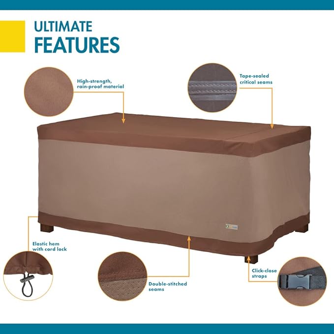 DUCKCOVERS Ultimate Waterproof 72 Inch Rectangular Patio Table Cover, Outdoor Table Cover