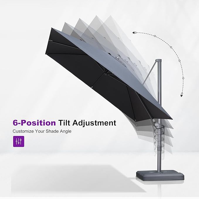 PURPLE LEAF Patio Umbrella 9' X 11.5' Rectangle Cantilever Umbrella Large Aluminum Outdoor Umbrellas with 360-degree Rotation & UPF40+ Premium Fabric for Deck Pool Garden Yard, Graphite Grey