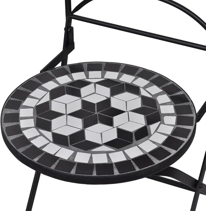 Bistro Set,Patio Lounge Set,Outdoor Patio Furniture,Outdoor Chat Conversation Set,Garden Furniture Sets,for Patio,Backyard,Garden,Outdoor,3 Piece Ceramic Tile Black and White