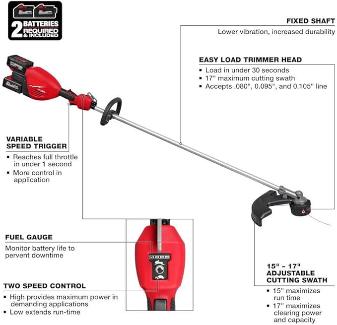 for Milwaukee.v M18 Fuel 17 inch Dual Battery String Trimmer Kit + TPT Premium cart