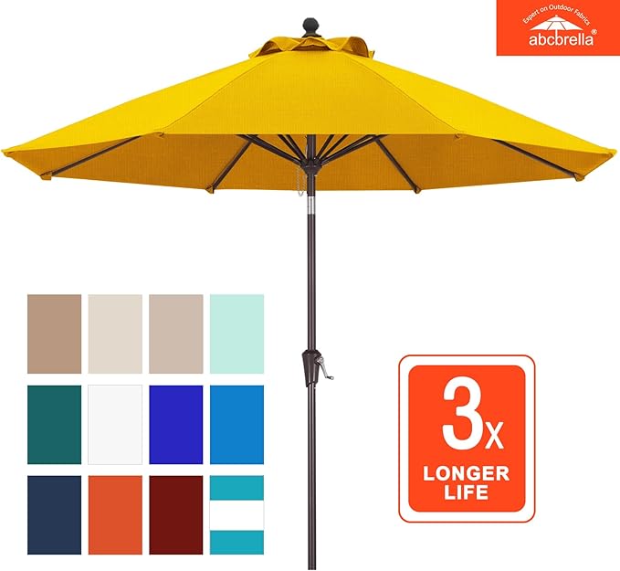 ABCCANOPY OLEFIN® 5-Year No Fading 9FT Patio Umbrella, Outdoor Table Umbrella with 8 Sturdy Ribs for Deck, Backyard, Yard (Gold)