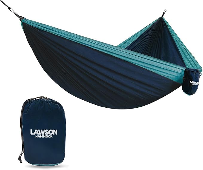 Lawson Hammock Double Parachute Nylon Camping Hammock for 2, Two Person 425lbs. Capacity, Durable Waterproof Construction (Blue)