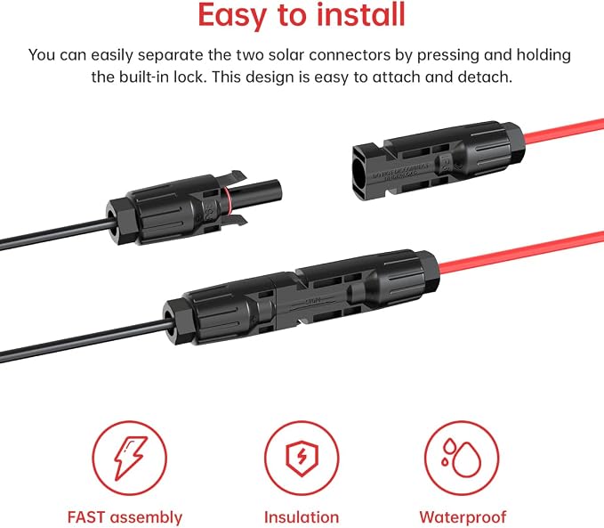 ELFCULB 10AWG Solar to XT60 Charing Cable Solar Panel Extension Cable for Portable Power Station River 600 Solar Generator Battery Pack(10FT)