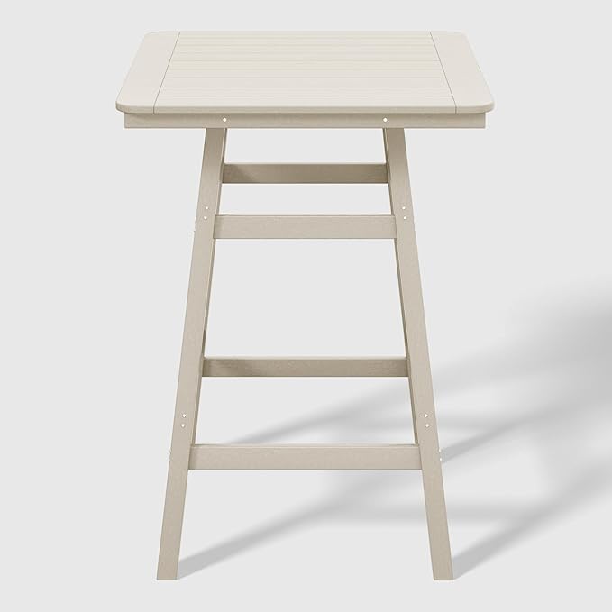 WestinTrends Malibu Square Outdoor Patio Bistro Bar Table with Umbrella Hole 42" Tall, Sand