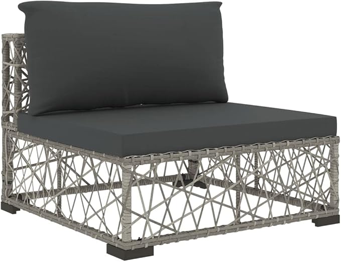 Patio Lounge Set with Cushions,Outdoor Furniture,Outdoor Furniture Sets,Patio Conversation Sets,for Garden,Deck,Backyard,6 Piece Poly Rattan Gray