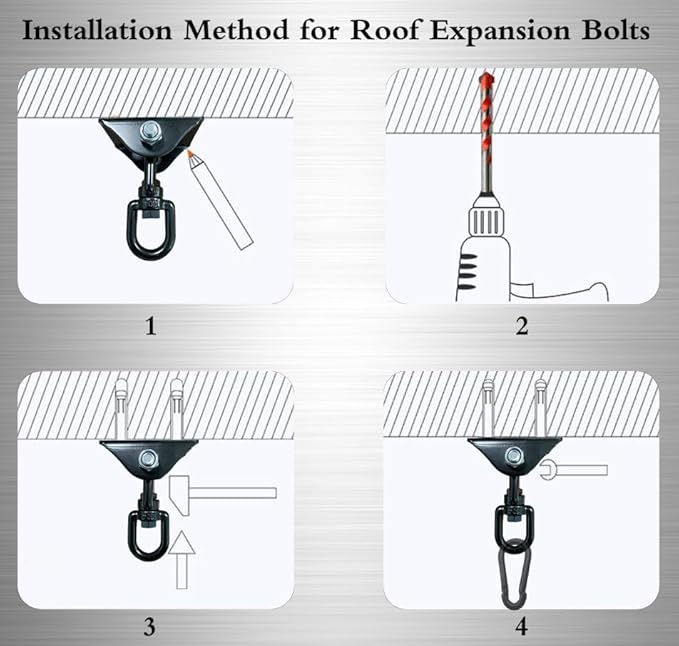 180 ° Swing/360 ° Rotation Hammock Rocking Chair Heavy-Duty Ceiling Hook, Capable of Bearing 1200 pounds, Including Installation Tools，Swinging Ceiling Hooks for Trees, Yoga, and Gyms.(1pc)