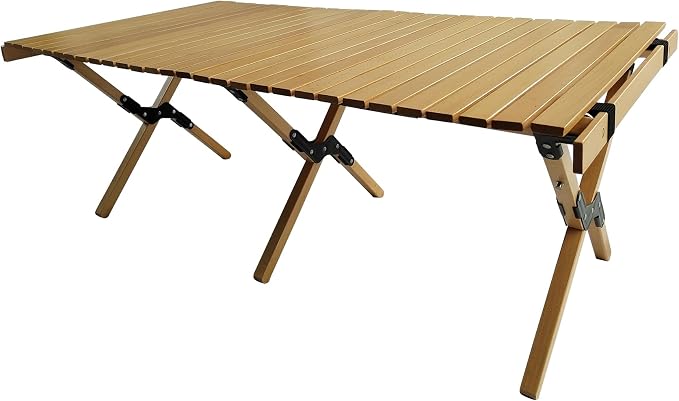 Portable Foldable Patio Dining Table Made of Natural Wood, Multi-Function Design for Indoor and Outdoor Applications
