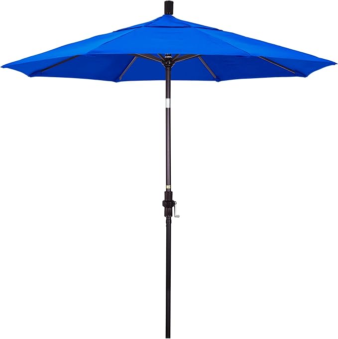 California Umbrella 7.5' Rd. Aluminum Patio Umbrella, Crank Lift, Collar Tilt, Bronze Pole