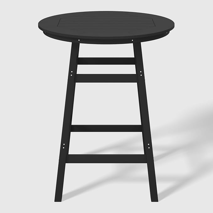 WestinTrends Malibu Outdoor 35" HDPE Round Patio Bar Height Table, Black