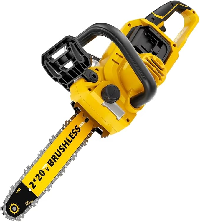 40V(20V*2) 16" Brushless Chainsaw Cordless, Electric Chainsaw Fully Compatible with DeWalt 20V MAX, Auto-Oiling, Tool-Free Tensioning, Safety Chain Brake, Batteries and Charger Not Included