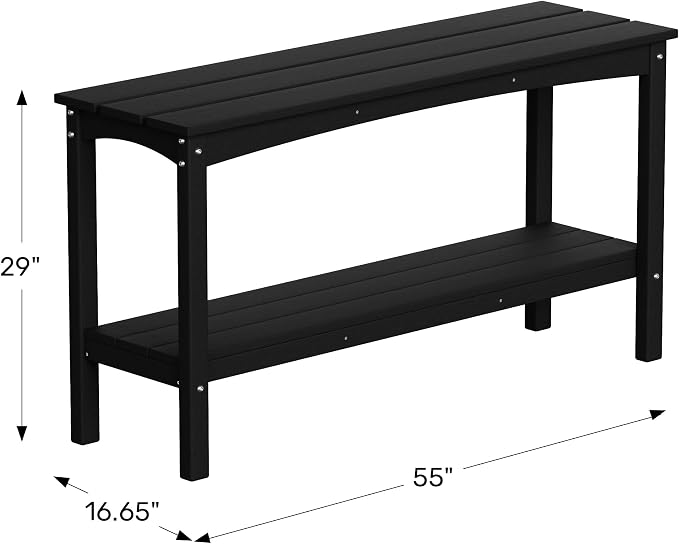 WestinTrends Malibu 55" Outdoor Patio HDPE Adirondack 2-Tier Shelf Console Table, Lime