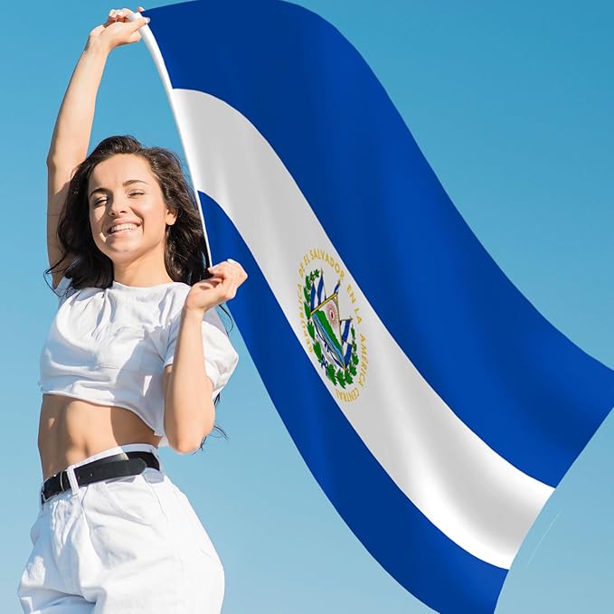 El Salvador Flag 3x5 FT Heavy Duty Salvadoran Flag Double Stitched Vivid Color Fade Proof Outdoor Decor With Brass Grommets(El Salvador)