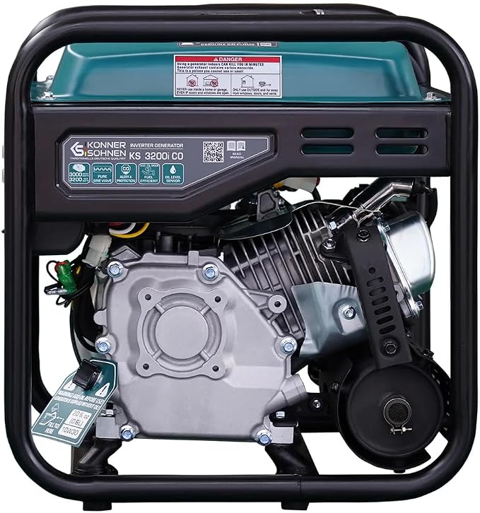 Konner&Sohnen Gas Inverter Generator - 3200 Watts, 230V, Lightweight and Portable, with CO Sensor and Fuel-Efficient technology (German brand, model: KS 3200i CO)