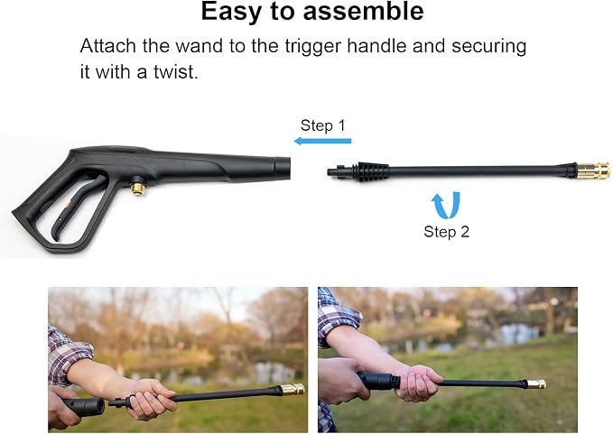 Pressure Washer Gun Set, Max W.P. 2320PSI, B.P. 5000PSI, Replacement for Ryobi Powerstroke Karcher Greenworks, M22-14mm & M22-15mm Fitting, 4 Stainless Steel Nozzle Tips & Holder