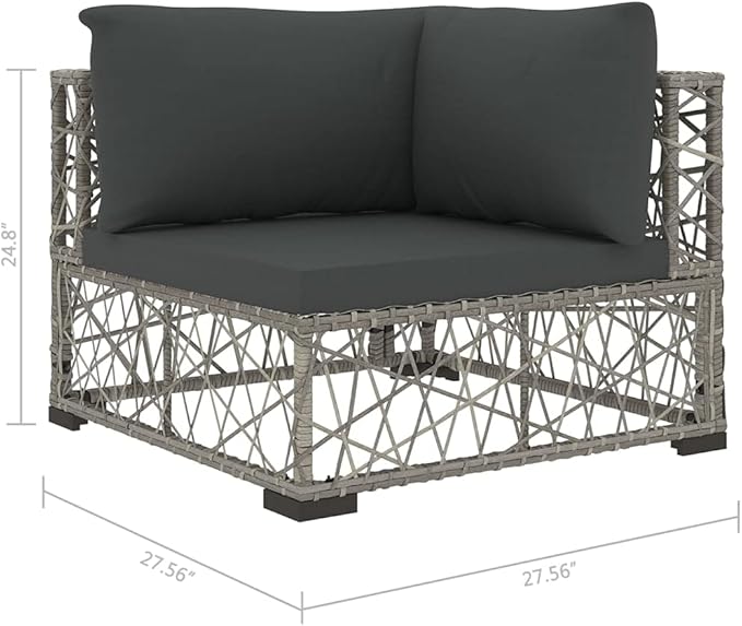 Patio Lounge Set with Cushions,Outdoor Furniture,Outdoor Furniture Sets,Patio Conversation Sets,for Garden,Deck,Backyard,6 Piece Poly Rattan Gray